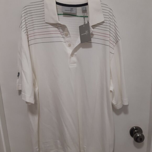 Men's New Ashworth White with stripes Golf Shirt XL - Picture 7 of 9
